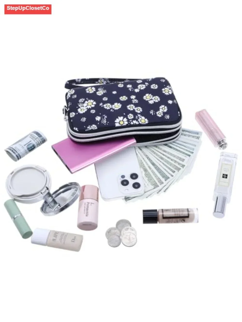 Women's Wristlet Wallet Large Capacity Clutch Purse 3 Zipper Compartments